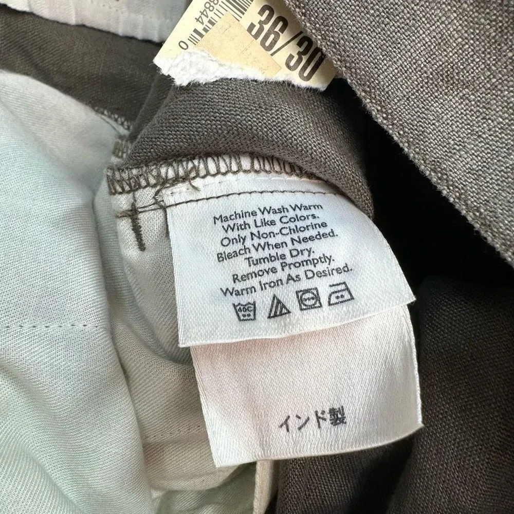Eddie Bauer Mens Linen Sage Green Dress Pants NWT Size 36x30 Timeless Essential